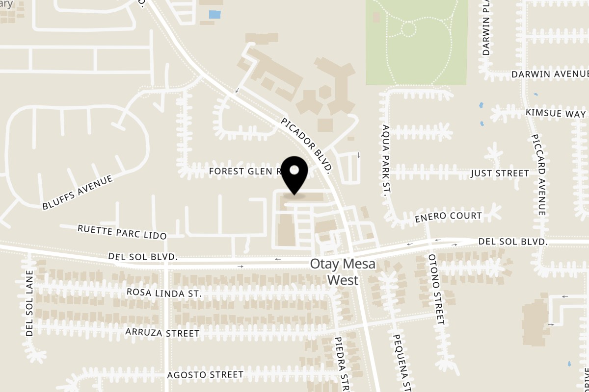 Map showing the location of Sayulitas Picador Boulevard on 1270 Picador Blvd Suite 1 in San Diego